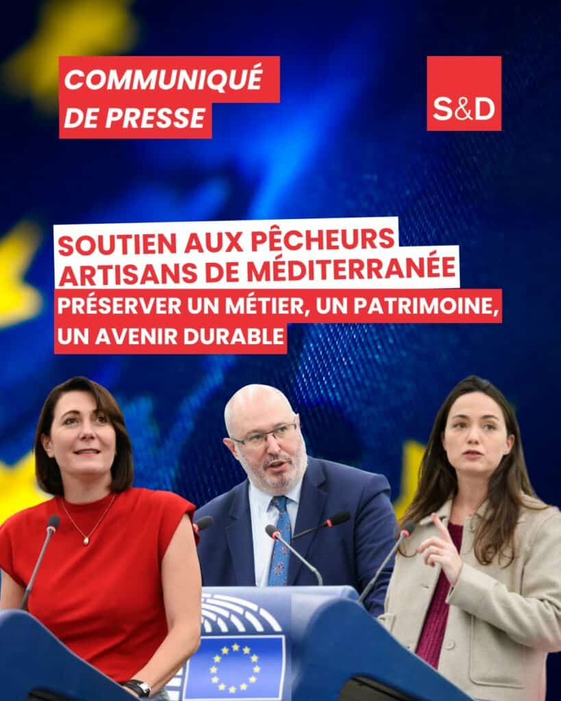 Soutien aux pêcheurs artisanaux de Méditerranée, communiqué de presse par S&D, promotion de la pêche durable, préservation du patrimoine maritime, délégués européens lors d'une conférence de presse.