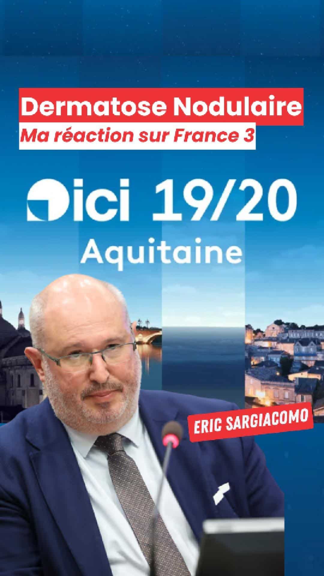 Député européen Eric Sargiacomo lors d'une conférence en Aquitaine sur la dermatomyosite nodulaire, représentant la région lors du scrutin européen 2020, soulignant l'engagement pour la santé et la région.