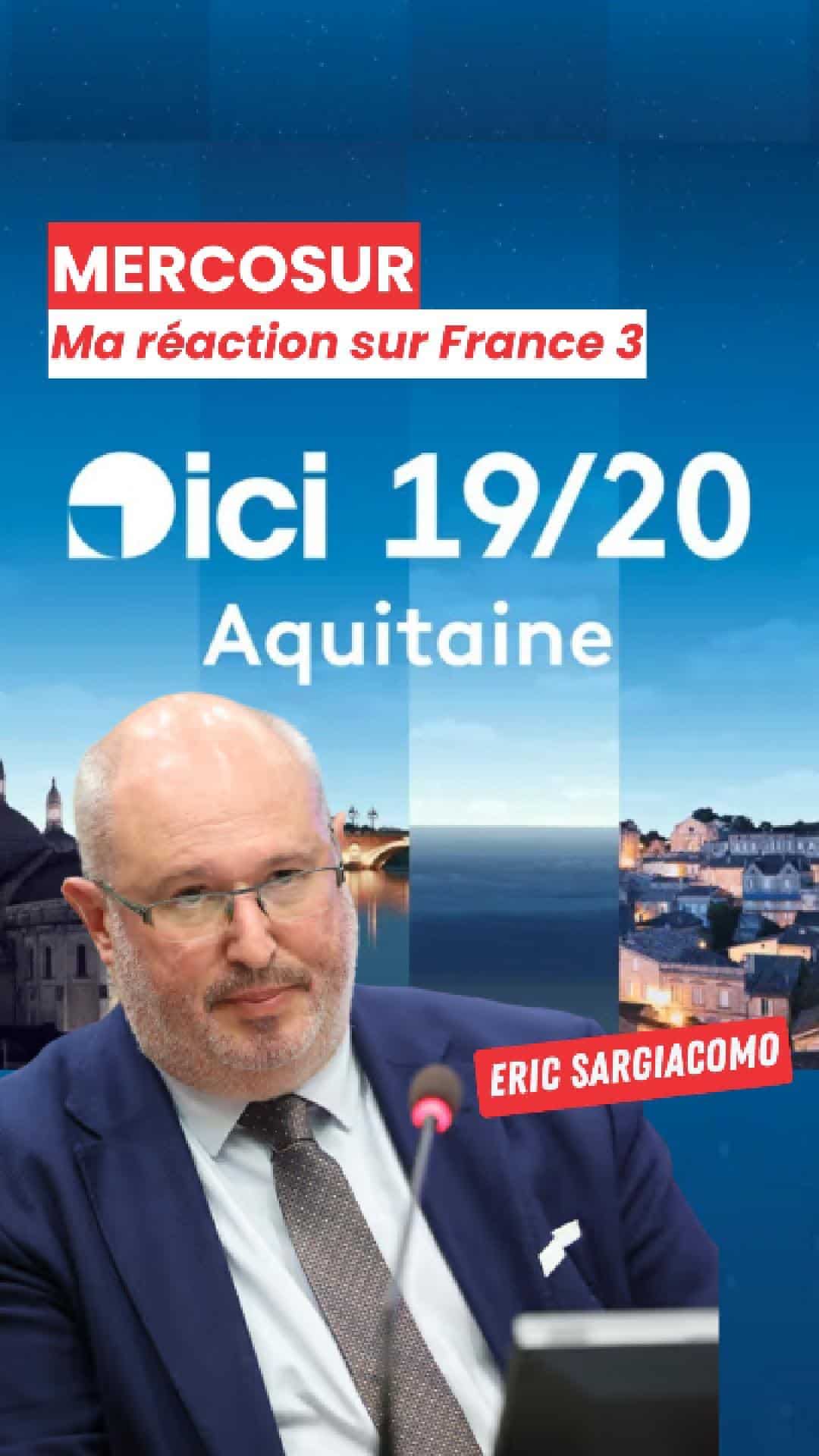 Député européen Eric Sargiacomo lors d'une réunion sur la politique en Aquitaine, portant une veste bleue et une cravate, dans un cadre urbain.